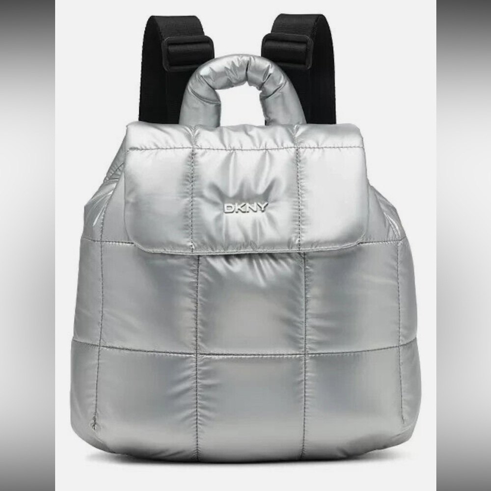 DKNY || NWT || Giania Puffy Silver Backpack - Picture 6 of 6